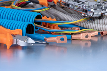 Electrical tools and cables used in electric installation