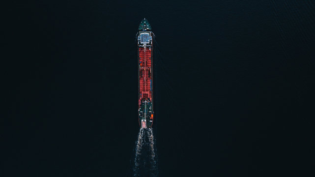 Top-view of a cargo ship