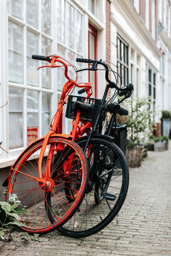 Traditional bicycles in Amsterdam