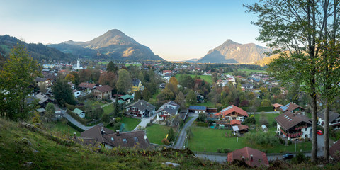 Oberaudorf in Bavaria seen from the Auerburg ruin