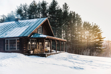 Log Cabin in the Woods Vermont