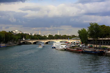 Fototapeta na wymiar Seine river and Pont d'Iéna (Jena Bridge) in Paris France
