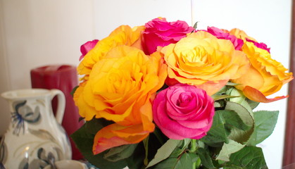 Flowers red and yellow roses