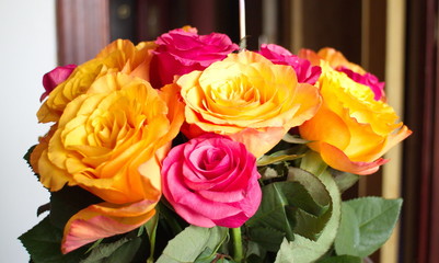 Flowers red and yellow roses