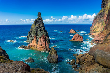 Fototapeta premium Rocky cliff on Ponta de Sao Lourenco, Madeira Island