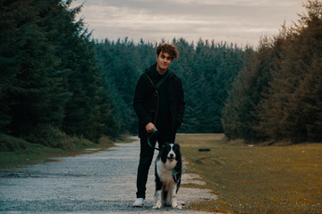 Young man with his dog