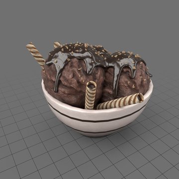 Chocolate ice cream in bowl