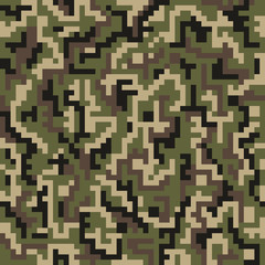 Digital camouflage pattern. Woodland camo texture. Camouflage pattern background. Classic clothing style masking camo print. colors forest texture.