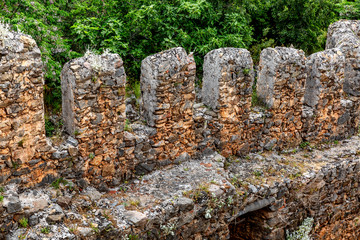 The fortress wall in the old town. Close-up.