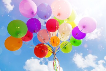 Bunch of colorful balloons on sky background © BillionPhotos.com