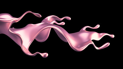 Elegant, luxury splash of gold liquid. 3d illustration, 3d rendering.