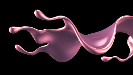 Elegant, luxury splash of gold liquid. 3d illustration, 3d rendering.