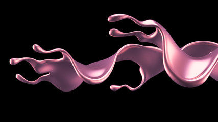 Elegant, luxury splash of gold liquid. 3d illustration, 3d rendering.