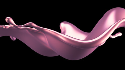 Elegant, luxury splash of gold liquid. 3d illustration, 3d rendering.