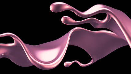 Elegant, luxury splash of gold liquid. 3d illustration, 3d rendering.