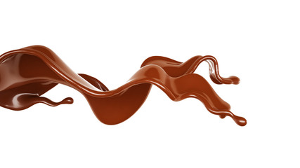 A splash of chocolate. 3d illustration, 3d rendering.