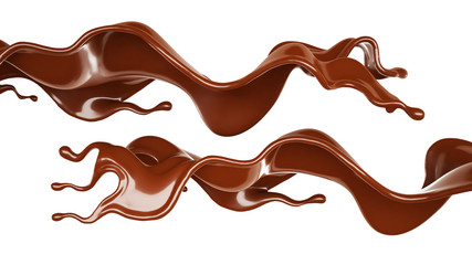 A splash of chocolate. 3d illustration, 3d rendering.