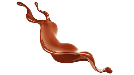 A splash of chocolate. 3d illustration, 3d rendering.