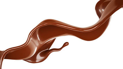 A splash of chocolate. 3d illustration, 3d rendering.