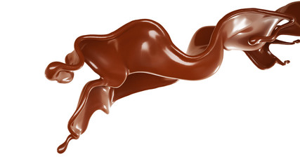 A splash of chocolate. 3d illustration, 3d rendering.