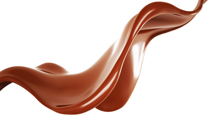 A splash of chocolate. 3d illustration, 3d rendering.