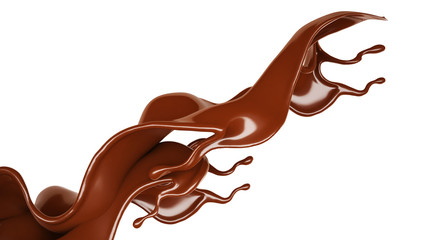 A splash of chocolate. 3d illustration, 3d rendering.