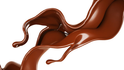 A splash of chocolate. 3d illustration, 3d rendering.