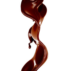 A splash of chocolate. 3d illustration, 3d rendering.