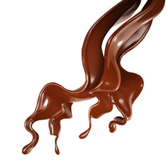 A splash of chocolate. 3d illustration, 3d rendering.