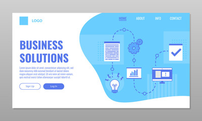 Business Solutions Web Design Layout with Illustration