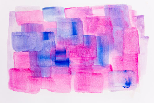 Watercolour painting of blue and pink brush strokes