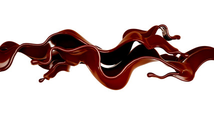 A splash of chocolate. 3d illustration, 3d rendering.