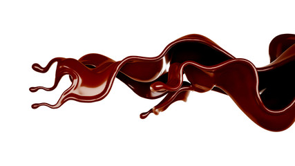 A splash of chocolate. 3d illustration, 3d rendering.