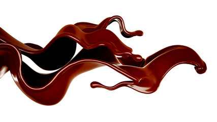 A splash of chocolate. 3d illustration, 3d rendering.