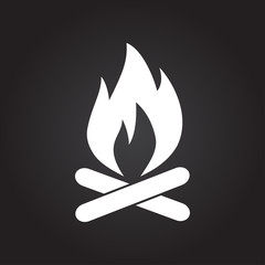 Burning bonfire illustration. Camping and traveling vector icon