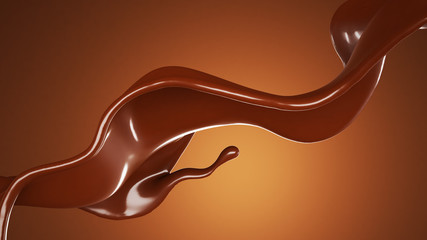 A splash of chocolate on a brown background. 3d illustration, 3d rendering.