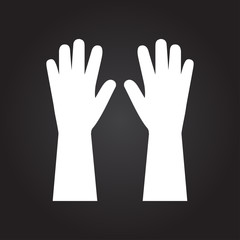 Rubber gloves for washing wall in bathroom or kitchen illustration. Cleaning service vector icon