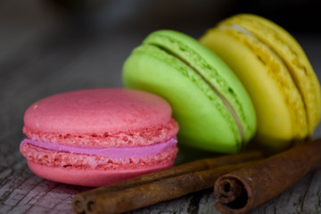 colorful macaroons on a white background