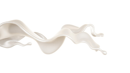 Splash of a light liquid on a white background. 3d illustration, 3d rendering.
