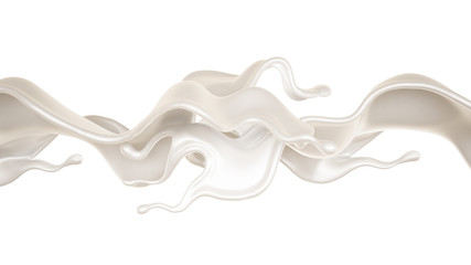 Splash of a light liquid on a white background. 3d illustration, 3d rendering.