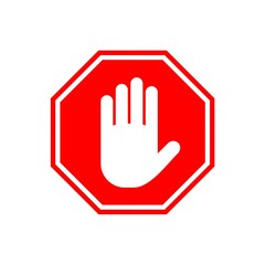 Stop vector icon. Hand symbol. Hand icon