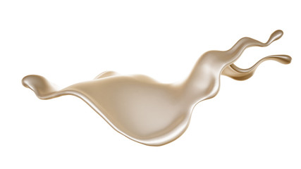 Splash of a light liquid on a white background. 3d illustration, 3d rendering.