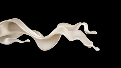 Fototapeta premium A splash of milk on a black background. 3d illustration, 3d rendering.