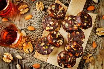 Dates and nuts roll. Indian sweets. Khajoor Katri