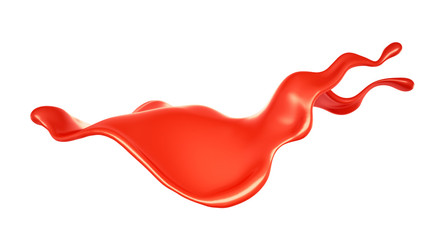 Splash of red paint on a white background. 3d illustration, 3d rendering.