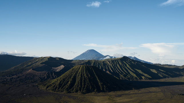 Mount Bromo active volcano in East Java, Indonesia at sunrise.