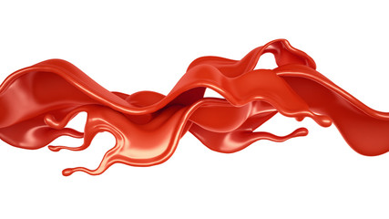 Splash of red paint on a white background. 3d illustration, 3d rendering.