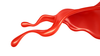 Splash of red paint on a white background. 3d illustration, 3d rendering.
