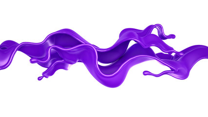 Fototapeta premium Splash of a purple paint on a white background. 3d illustration, 3d rendering.