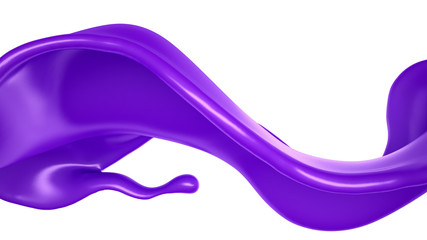Splash of a purple paint on a white background. 3d illustration, 3d rendering.